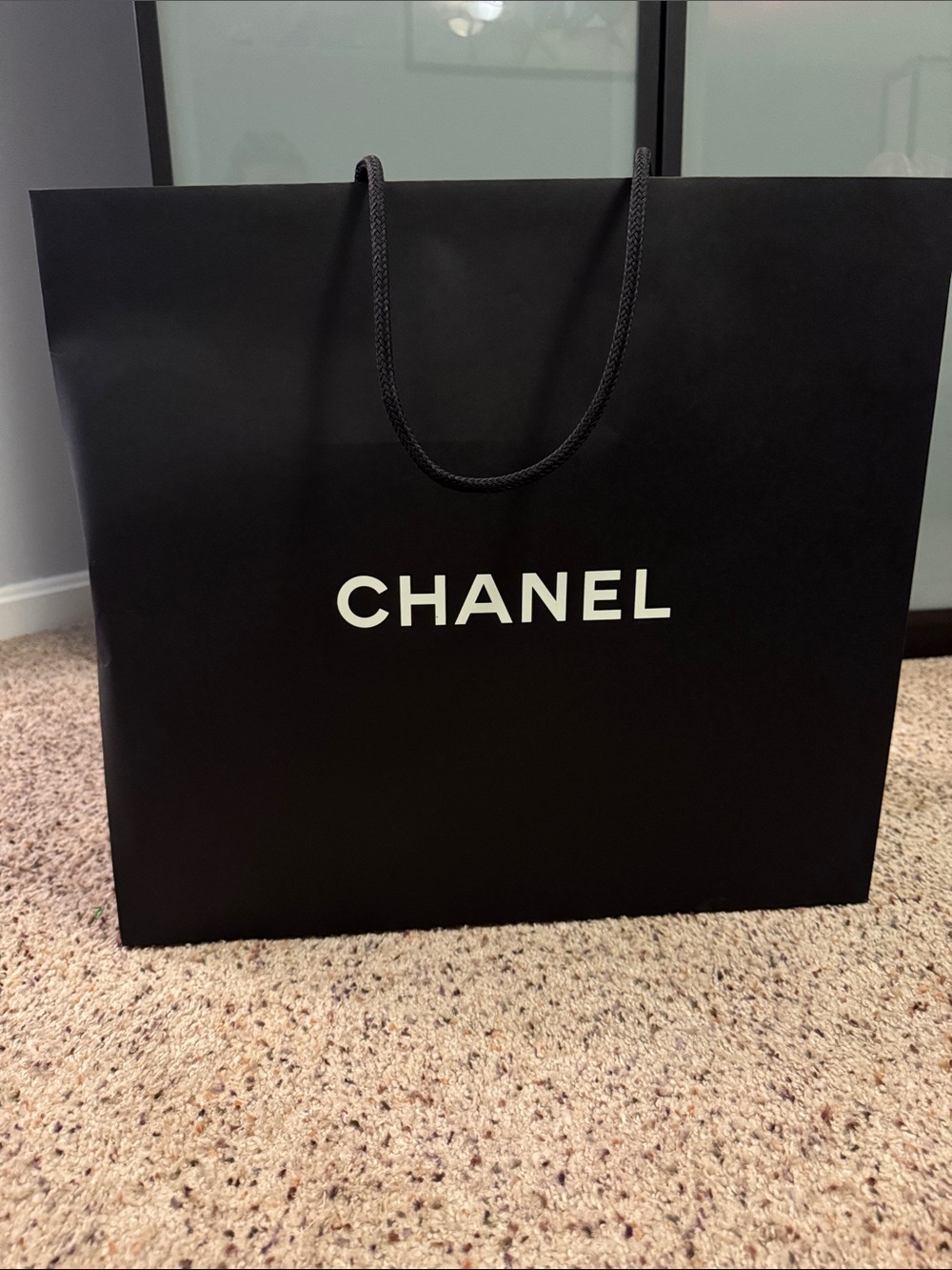Large CHANEL shopping paper bag with camelia